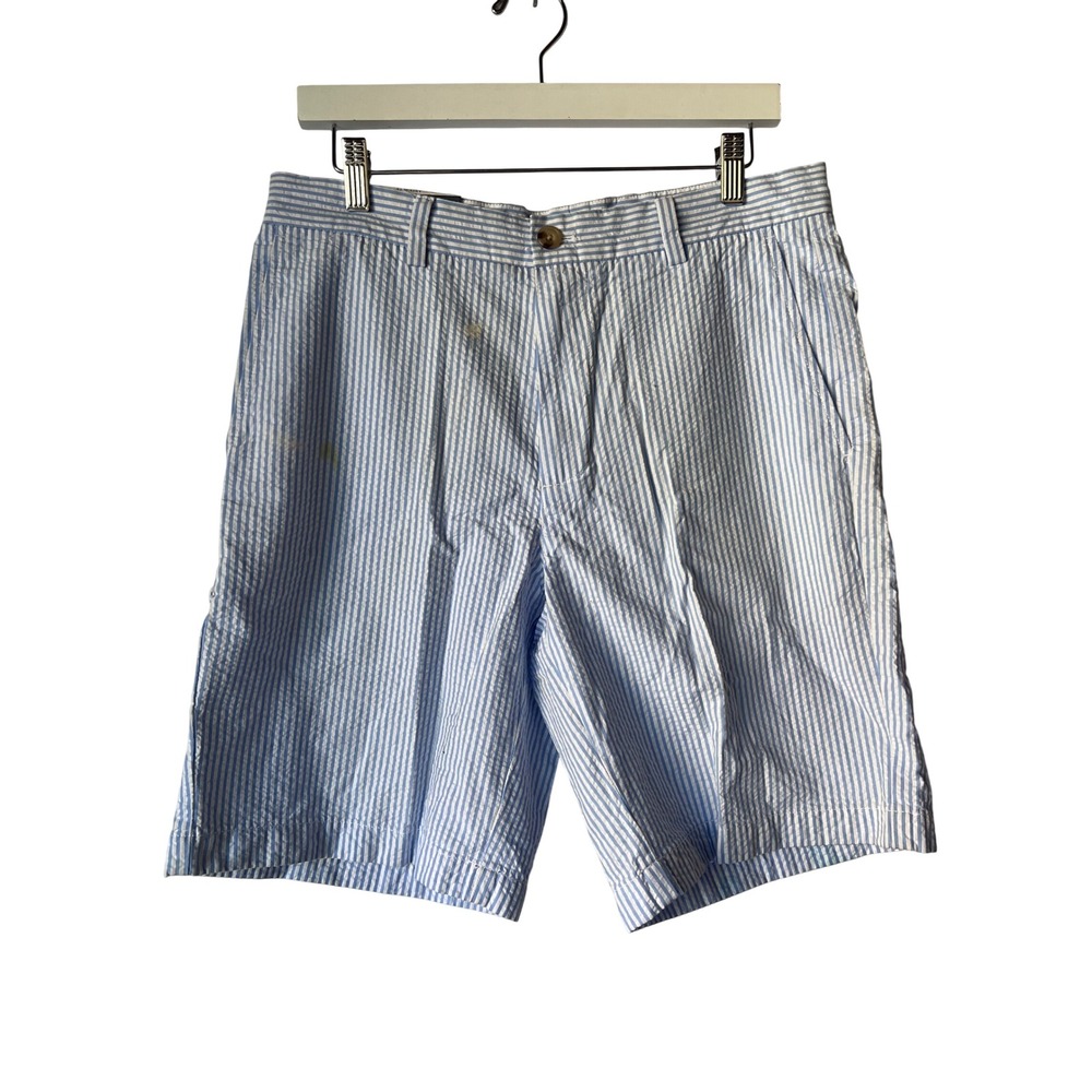 Vineyard Vines Mens 32 Seersucker 9 Inch Breaker Shorts Hydrangea Blue Stripe